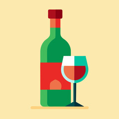 wine bottle and glass