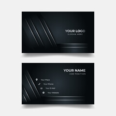 Dark elegant business card design, silver lines, white background (1)