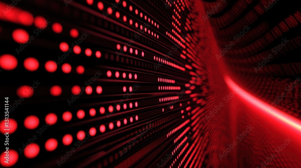Poster abstract red glowing data tunnel