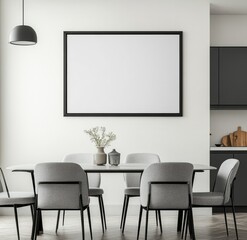 Modern dining room with blank art (1)