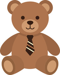 Fototapeta premium Cute teddy bear wearing a striped tie in a flat and minimal design vector art