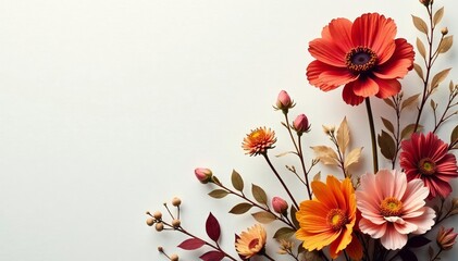 Naklejka premium Close-up shot of minimalist art piece with dried flowers and foliage, design, dried flowers