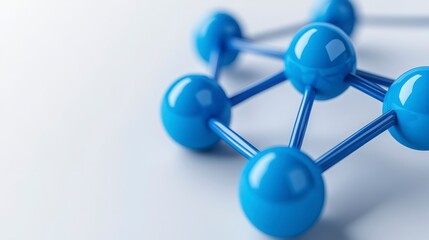 Close-Up View of a Blue Molecular Structure on a Light Background