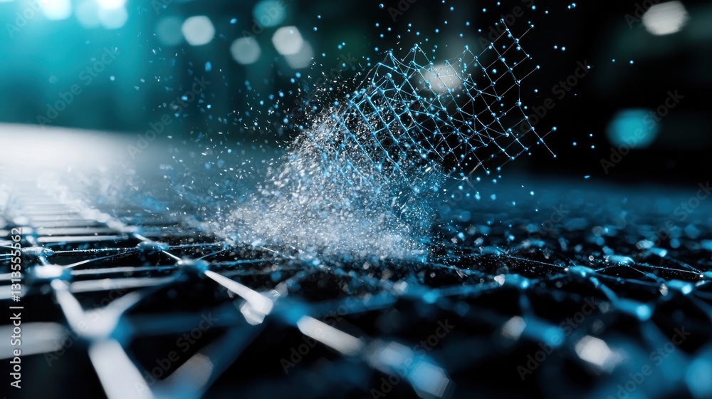 Wall mural abstract digital data network mesh splashing