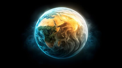 Stylized Glowing Earth Globe Digital Art with Warm and Cool Tones