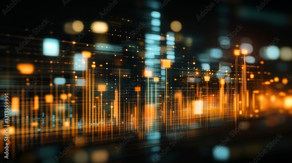Poster abstract futuristic glow background with a network communication and big data analysis visualization