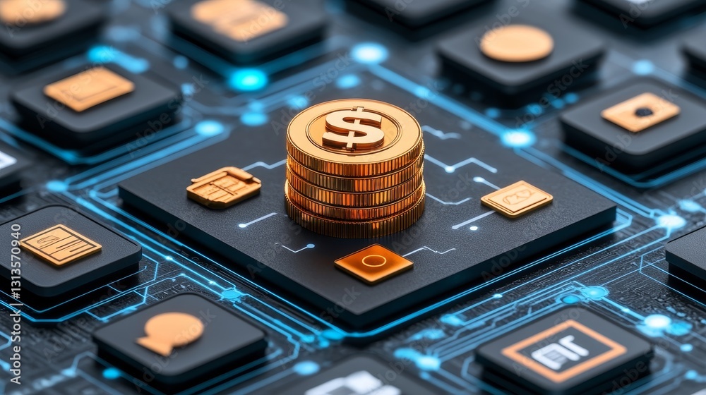 Aufkleber advanced microchip architecture showcasing intricate circuit board design for innovative technology 