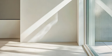 Obraz premium Modern interior design with natural light casting shadows on minimalist walls