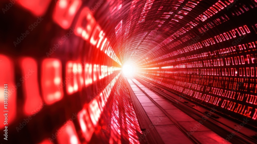 Poster digital tunnel of binary code