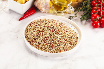 Raw dry quinoa seeds cereal