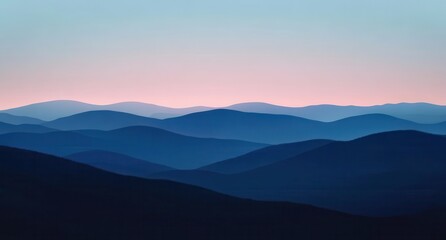Obraz premium Serene Blue Hills at Dusk with Soft Gradients and Gentle Curves Under a Tranquil Sky in a Peaceful Landscape