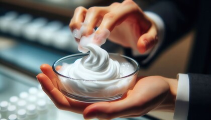 Creating dessert perfection whipped cream crafting at a gourmet bakery indoor close-up