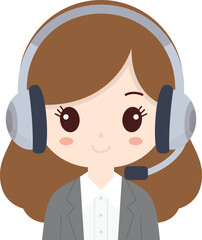 콜센터 여성 상담원의 일러스트