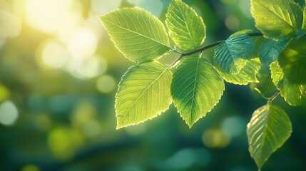 Fototapeta na wymiar Stunning close-up of a leaf with sunlight shining through it creating a bright and ethereal natural scene