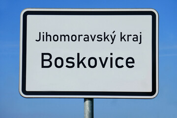 Ortsschild Jihomoravský kraj Boskovice