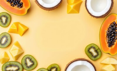 Colorful tropical fruit arrangement.