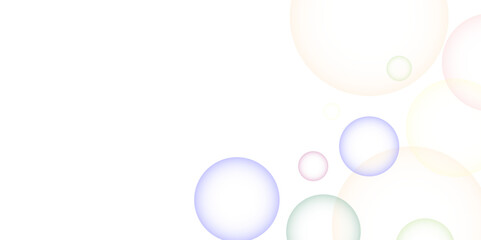 Colorful bubbles. Abstract, Colorful transparent pink, blue and soap bubbles floating in the air. Modern abstract light pink bubble background with circles. Banner pattern with copy space illustration