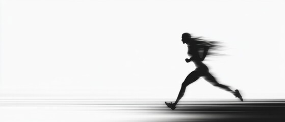 Dynamic silhouette of an athlete in motion, showcasing speed and energy with a blurred background, perfect for sports and fitness themes.