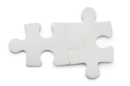 Two puzzle pieces isolated on transparent background