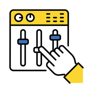 yellow audio mixer with hand adjusting clip art preview