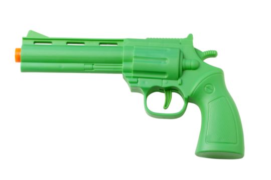 Plastic gun, children's toy isolated on transparent background