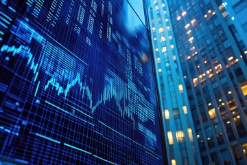 Financial data display on city building