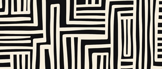 Abstract black and cream linear pattern design showcasing geometric forms creating a modern aesthetic ideal for various creative projects