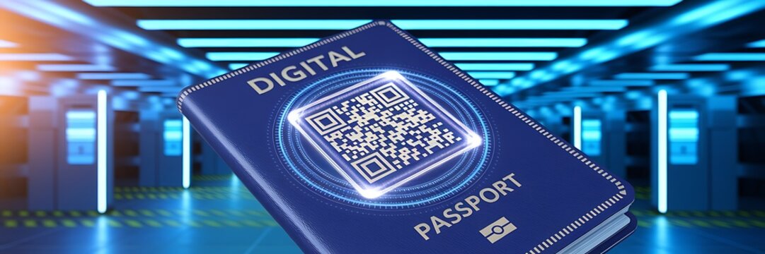 Digital Passport and E-Passport Concept – High-Tech QR Code and Holographic Security Features for Secure Trave