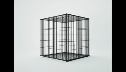 Empty black metal cage on a neutral background showcasing isolation