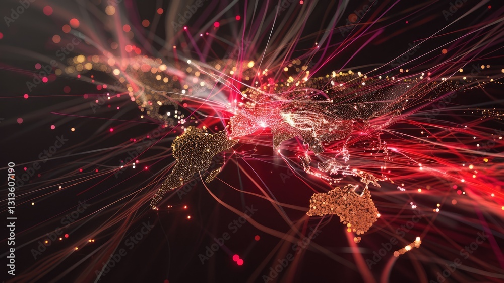 Poster this abstract visualization showcases a dynamic network partitioning, highlighting connectivity and 