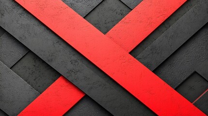 Abstract Geometric Pattern Red and Dark Gray Intersecting Stripes