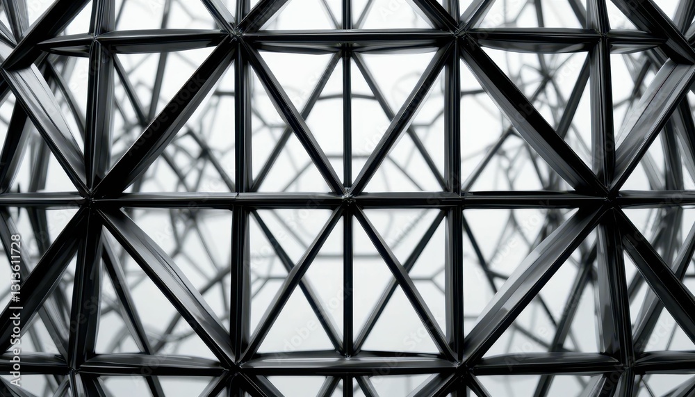 Poster abstract geometric structure with interconnected triangular frames