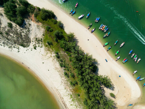 Aerial view of  stunning coastline at Railay Beach, Krabi, Thailand