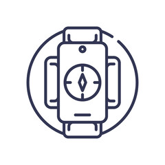 Smartwatch with compass icon symbolizes modern navigation and integration.