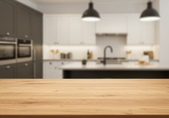 Modern kitchen interior mockup table with sleek furniture and contemporary design in a stylish home