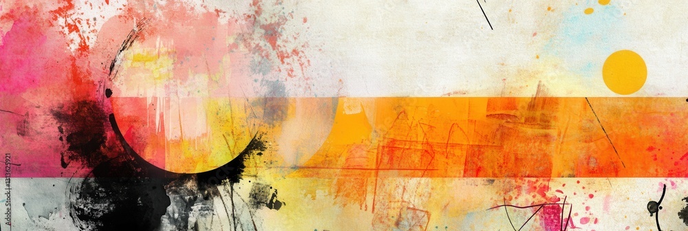 Poster artistic mixed media creation featuring watercolor textures and pencil sketches using the golden rat