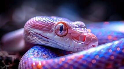 Fototapeta premium A close-up of a colorful snake showcasing its intricate scales and vibrant eyes.