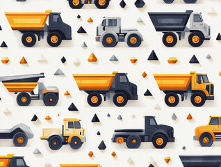 seamless pattern with dump truck 
