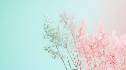 Naklejka premium 35. A delicate pastel gradient blending mint green into blush pink, offering a fresh and airy aesthetic