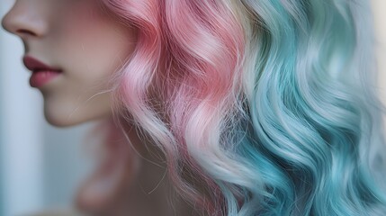 Naklejka premium 17. A soft ombre effect blending blush pink with icy blue, offering a dreamy and elegant look