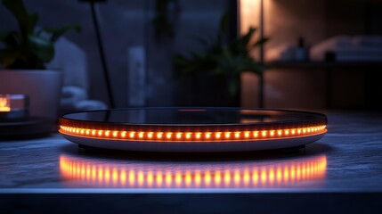 Fototapeta premium A smart scale displaying health metrics including body composition in a stylish modern bathroom with ambient lighting. Generative AI