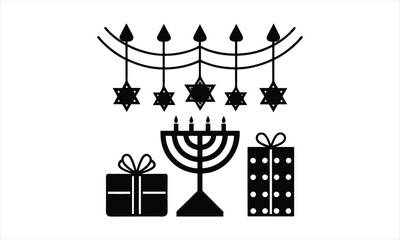 Fototapeta premium Hanukkah Menorah Gifts Celebration Jewish Holiday Icon