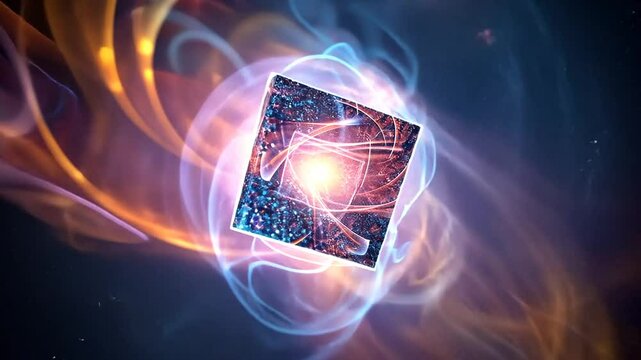 Leuchtender Quader mit holografischem Effekt