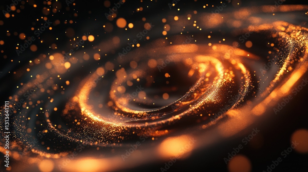 Poster A fizzy swirl of cola with sparkling bubbles in a vortex motion, set against a dark background for a captivating, dynamic visual.