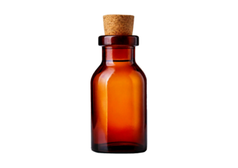 A brown bottle with a cork isolated on transparent or white background