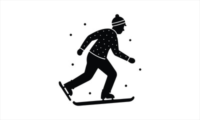Fototapeta premium Skating Winter Person Snow Activity Silhouette