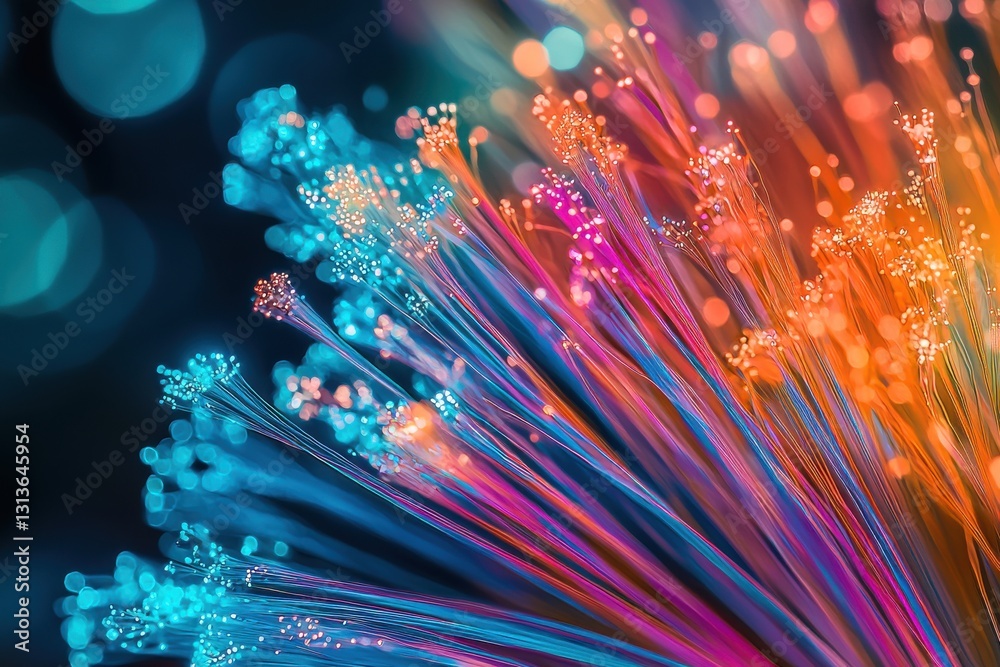 Poster abstract image of colorful fiber optics creating a vibrant and futuristic visual effect, perfect for