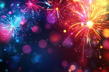 Fototapeta premium Spectacular fireworks display illuminating the night sky with vibrant colors, creating a festive and joyous atmosphere for celebrations and special occasions.