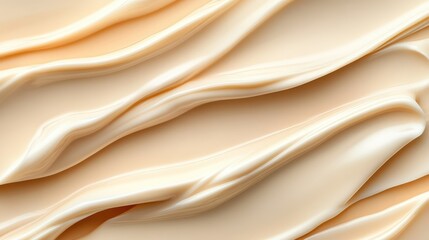 Sunscreen lotion packaging without a logo, with cream in a gentle wave pattern, set against a warm, radiant backdrop.