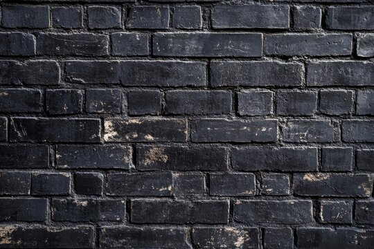 Fototapeta Vintage black washed brick wall texture for exceptional design projects. Perfect expansive backdrop to elevate your visuals or images. Ideal for artists pursuing rustic charm